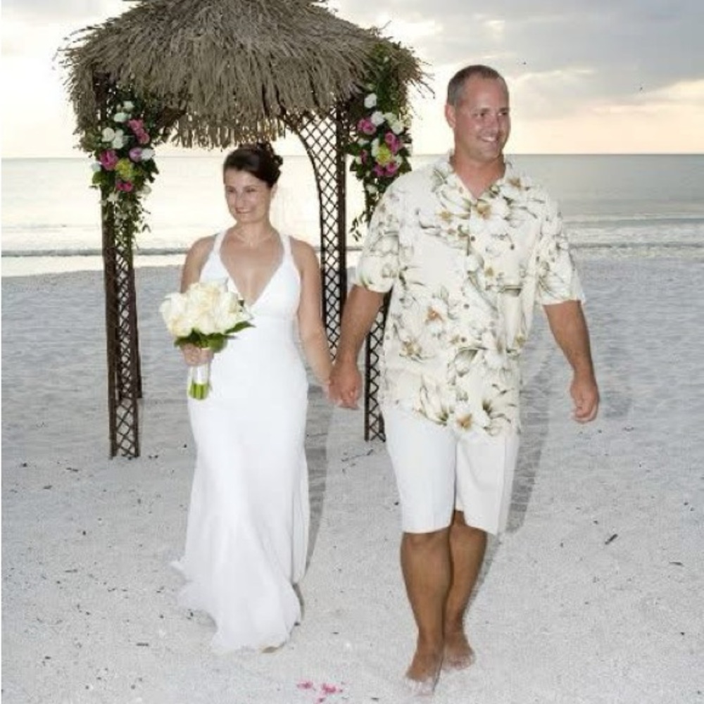David's Bridal Ivory Wedding Dress with Seed Pearl Detail
